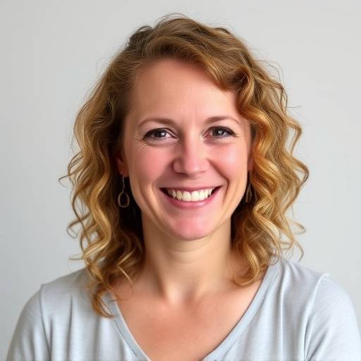 Headshot of Sarah Miller, smiling woman with curly hair