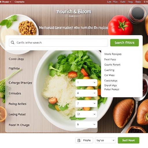 Screenshot of the recipe search filters on the Nourish & Bloom website